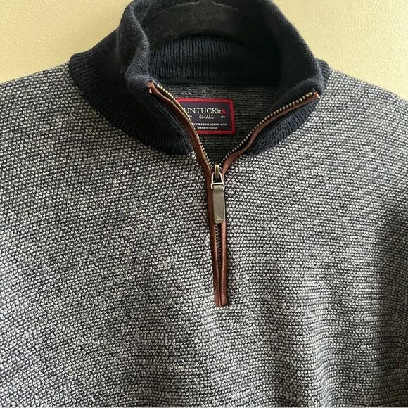 Untuckit Birdseye Merino Wool Quarter-Zip Sweater Size Small - Picture 5 of 6